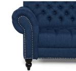 Navy Blue Wooden Frame Hotel Room Sofa 3 Seater Tufted Sofa 2300*850*850mm