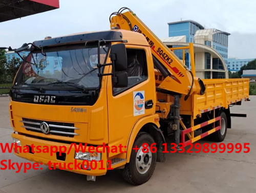 Buy cheap Customized Dongfeng brand 4*2 LHD 4T folded crane mounted on truck for sale, 140hp diesel 4T folded truck with crane from wholesalers