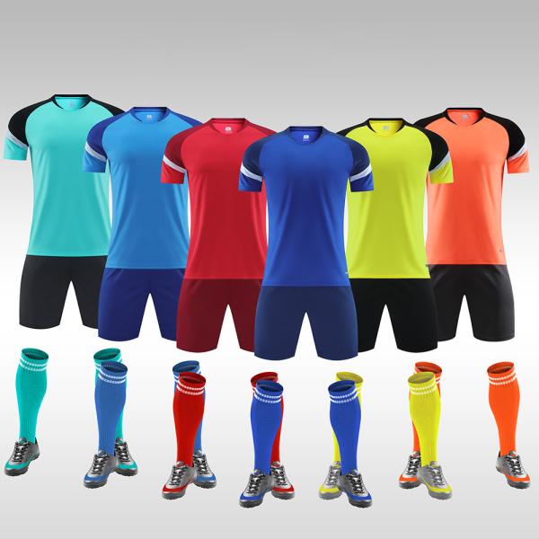 Buy cheap Blue Orange Yellow Sublimation Soccer Shirts Breathable Quick Dry Jersey Football Set from wholesalers
