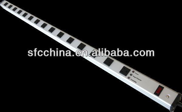 Buy cheap aluminium alloy UL approved American 16-outlet power strip, surge protector with led indicator, 1800w with15A curcuit breaker from wholesalers