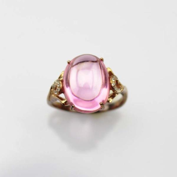 Buy cheap Rose Gold Plated Oval Dome Pink Cubic Zircon 925 Silver Ring(R274) from wholesalers