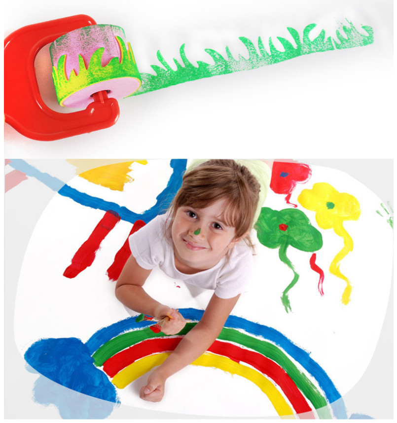 Kids DIY Painting Art Craft EVA Foam Paint Roller mini Sponge stamp roller foam brushes Sponge Roller kids Sponge Stamp