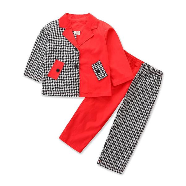 Buy cheap Children'S Outfit Sets Girls Houndstooth Stitching Suit Kids Girls Fashion 2-Piece Set from wholesalers