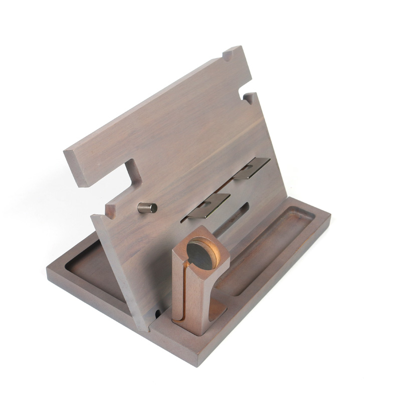 Wooden Phone Docking Station Bedside Nightstand Organizer for Phone Wallet Watch Glasses