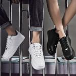 White Perforated Toe Cap Mens Leather Casual Shoes Rubber Soles For Tennis