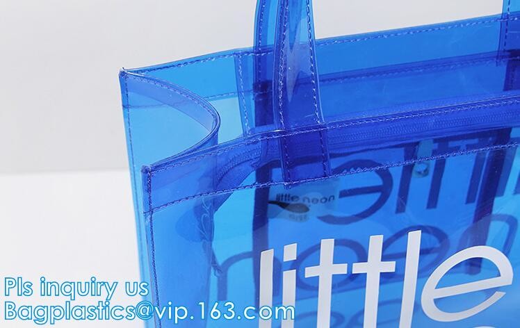PVC Tote Shopper Square Handbag Ladies Shoulder Beach Bag, pvc waterproof shoulder beach bag with two bags, handle shoul