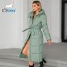 Buy cheap Hooded Thickened Long Cotton Coat With Slanted Placket And Pleats Fashion Favorite from wholesalers