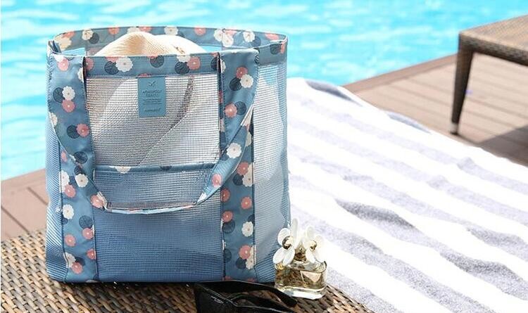 fashion handbags customised plastic pvc tote beach bag transparent, Travel Beach Camping Mesh Shoulder Tote Beach bag