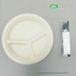 2021 best sell Eco-friendly Sugarcane 3-Compartments Plate Heavy-duty takeaway