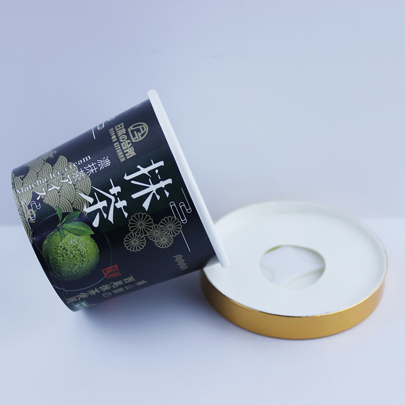 Printing 4oz Ice Cream Paper Cup With Lid 120ml Disposable Customized