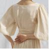 Buy cheap Puff Sleeve Casual Long Dress Anti Wrinkle V Collar Asymmetric Plain Dyed from wholesalers