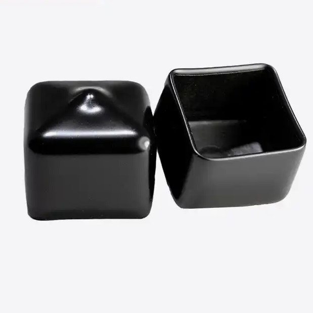 Square Vinyl End Caps Rubber Hole Plugs Black PVC End Cap Flexible Protector Soft Rubber End Cap Plastic Cover