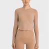 Buy cheap Sexy Split Ladies Yoga Tops Workout Women Long Sleeve Shirts With Removable Pad from wholesalers