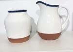 White Solid Glazed Coated Ceramic Stoneware Terracotta Water Jug Pitcher