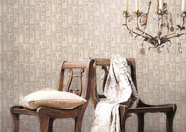 Removable Non-woven Vintage Style Living Room Wallpaper With Geometric Pattern