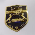 Buy cheap Customized personality golden car stickers, gold double horse stereo car logo from wholesalers