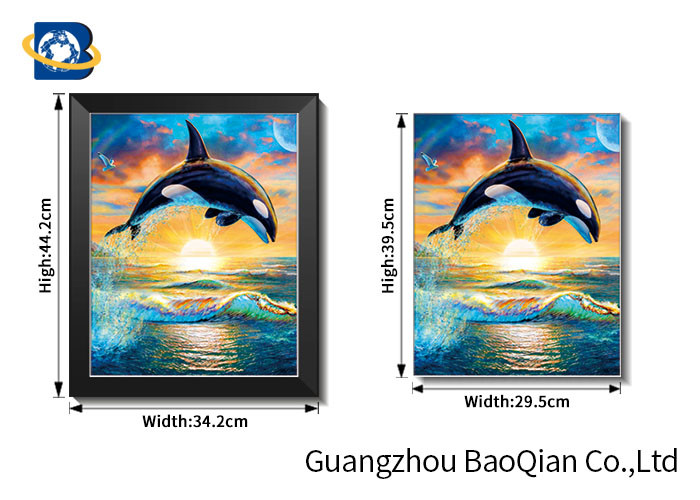 3D Wall Poster Lenticular Flip Animal Jumping Dolphins Photo / Picture Framed