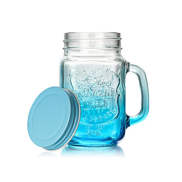 Buy cheap ODM Coloured Glass Coffee Cups 16 Oz Mason Jar Straw Lid Wide Mouth from wholesalers
