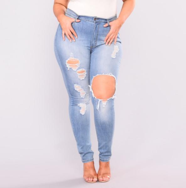 Buy cheap Wholesale fashion women denim pants plus size broken holes jeans from wholesalers