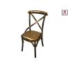 Buy cheap Wood Like X Back Stylish Metal Restaurant Chairs With Brown Leather Seats from wholesalers