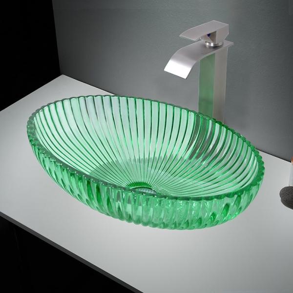 Buy cheap Transparent Green Glass Vessel Basins Cabinet Sink For Bathroom Decoration from wholesalers