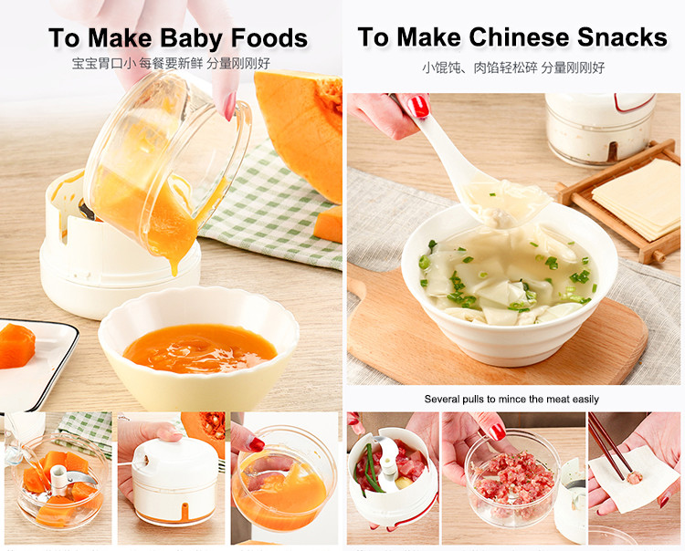 Shule Manual Hand Pulled Mini Food Chopper Cutter for Home