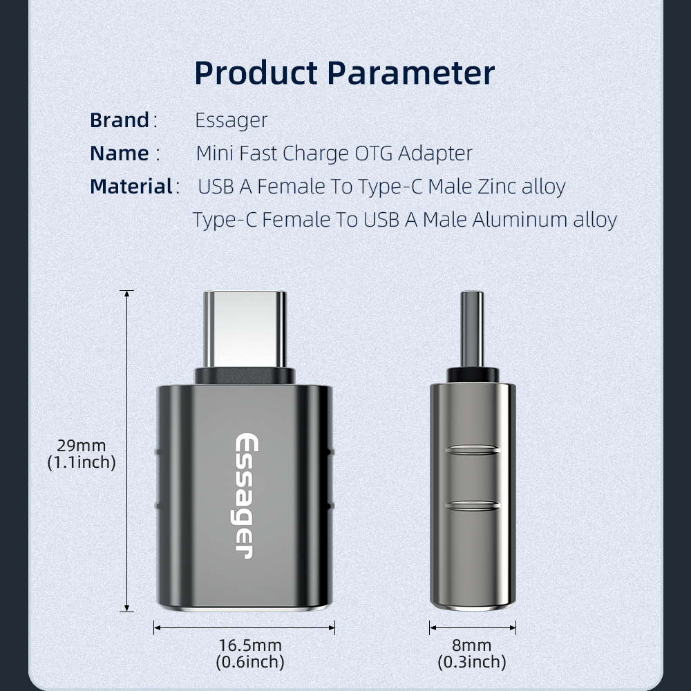 USB2.0 TO Type C Laptop Adapter Support 3A Fast Charging Data Transmission Type C Adapter