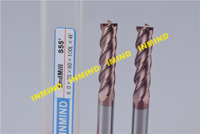 0.5 UM Grain Size AlTiN Coated CNC End Mill Milling Machine Bits Long Shank Type