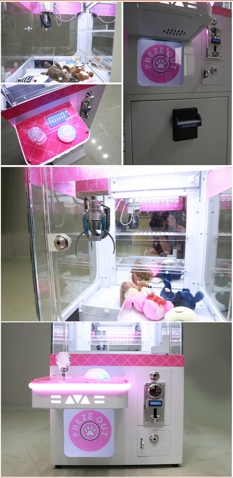 Small Mini Claw Machine Bill Acceptor Included Ideal 110V/220V/230V Voltage Suitable