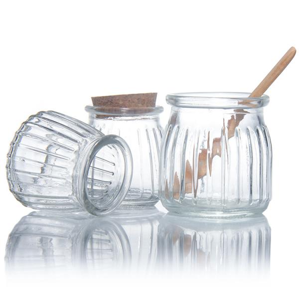Buy cheap 100 Ml 200 Ml Mini Round Clear Glass Milk Yogurt Pudding Jar With Wooden Stopper from wholesalers