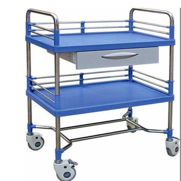 ABS Plastic Drawer Emergency Medicine Trolley Stainless Steel Frame Medical