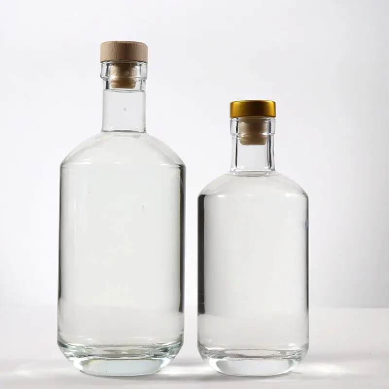Collar Glass 750ml 500ml 375ml 200ml 100ml Vodka Spirit Gin Rum Liquor Bottle for Cosmetic