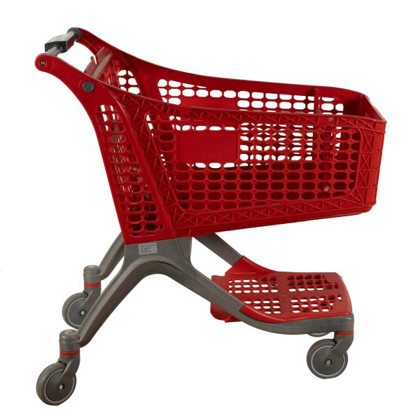 Buy cheap Red All Plastic Shopping Trolley Lightweight Supermarket Grocery Store Shopping Cart 220L from wholesalers