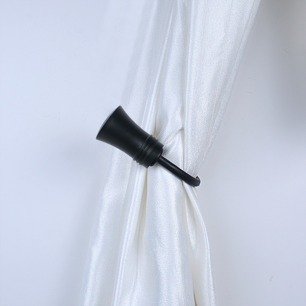 Black metal 1.6 mm pipe curtain rod with cylinder finial for living room
