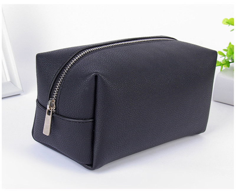 Design High Quality Pure Color PU Leather Cosmetic Toiletry Travel Bag