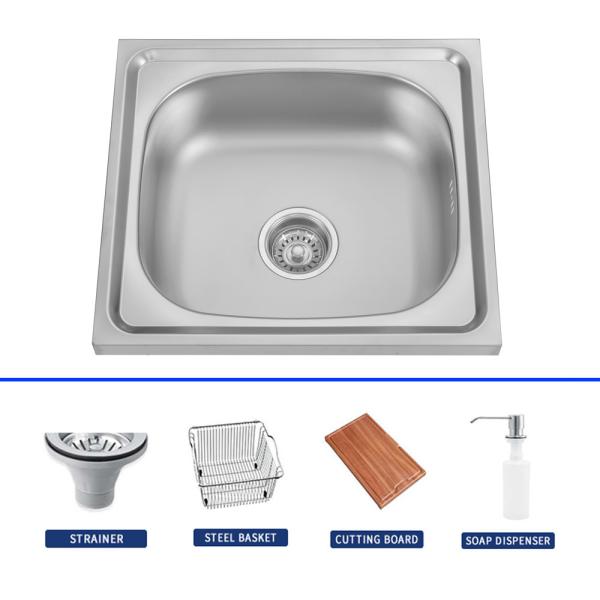 304 Stainless Steel Kitchen Sink Polish Finish Undermount Or Topmount Single