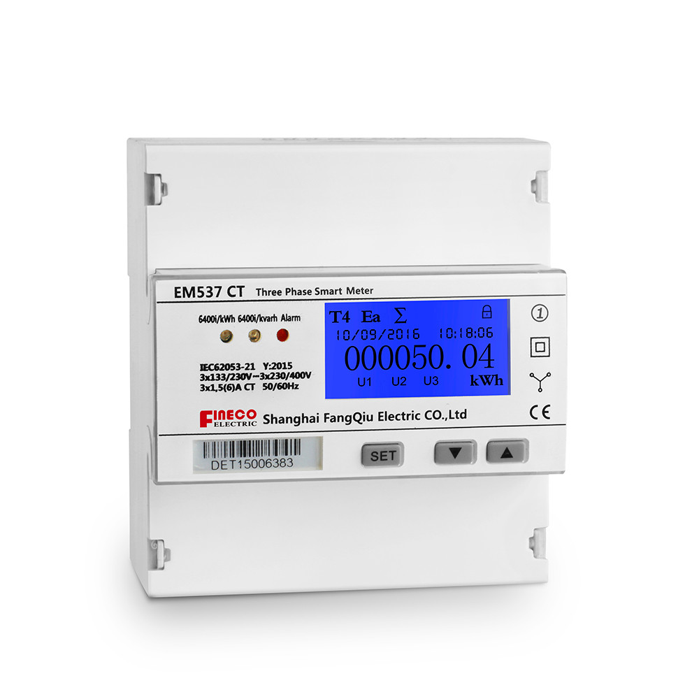 Modbus RTU Three Phase CT Connected Din Rail Energy Meter 3*230/400V 1.5 6 A Class1.0
