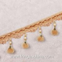 Buy cheap Machine producing OEM wholesale beautiful fabric drapery trimmings beaded pom product