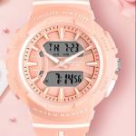 Pink Plastic Quartz Watch PEM 3ATM Plastic Watches For Ladies LCD