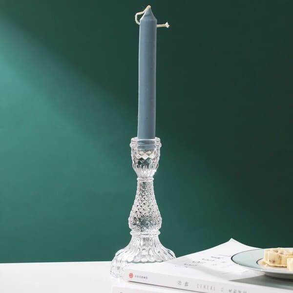 Buy cheap Clear Depression Glass Crystal Taper Candlestick Holders Diamond Pattern 6.5 Inch from wholesalers