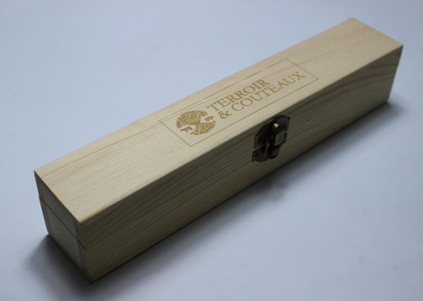 Buy cheap Natural Style Small Pine Wood Storage Box Laser Engraved Logo With Hinged Lid / Front Clasp from wholesalers