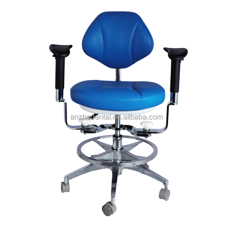 Ergonomic Design Dental Assistant Chair 5 Universal Wheels Dentsit Stool With Double Armrest