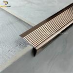 Shiny Rose Gold 6063 Aluminum Vinyl Flooring Stair Nose L Shape Anti Slip