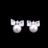 Buy cheap Crystal Zircon Silver Freshwater Pearl Stud Earrings For Anniversary Gift from wholesalers