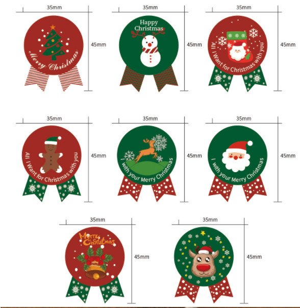 Pantone Color Sticky Label Roll PVC Merry Christmas Vinyl Stickers