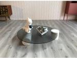 Buy cheap Water Ripple Glass Coffee Table Natural Marble Round Tempered Glass Table Top from wholesalers