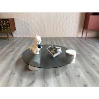 Buy cheap Water Ripple Glass Coffee Table Natural Marble Round Tempered Glass Table Top product