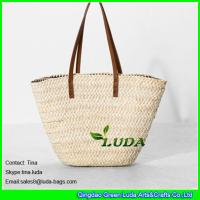 Buy cheap LUDA leather handles straw handbags wholesale cornhusk straw handbags product