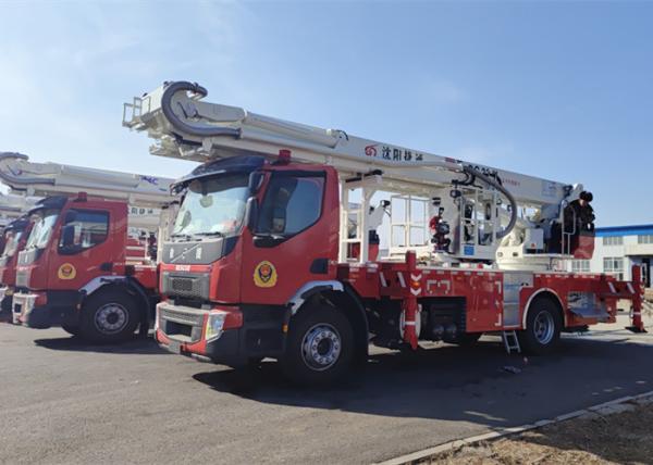 Buy cheap Shanghai Jindun Telescopic Boom Platform Aerial Ladder Fire Truck 8x4 Drive from wholesalers