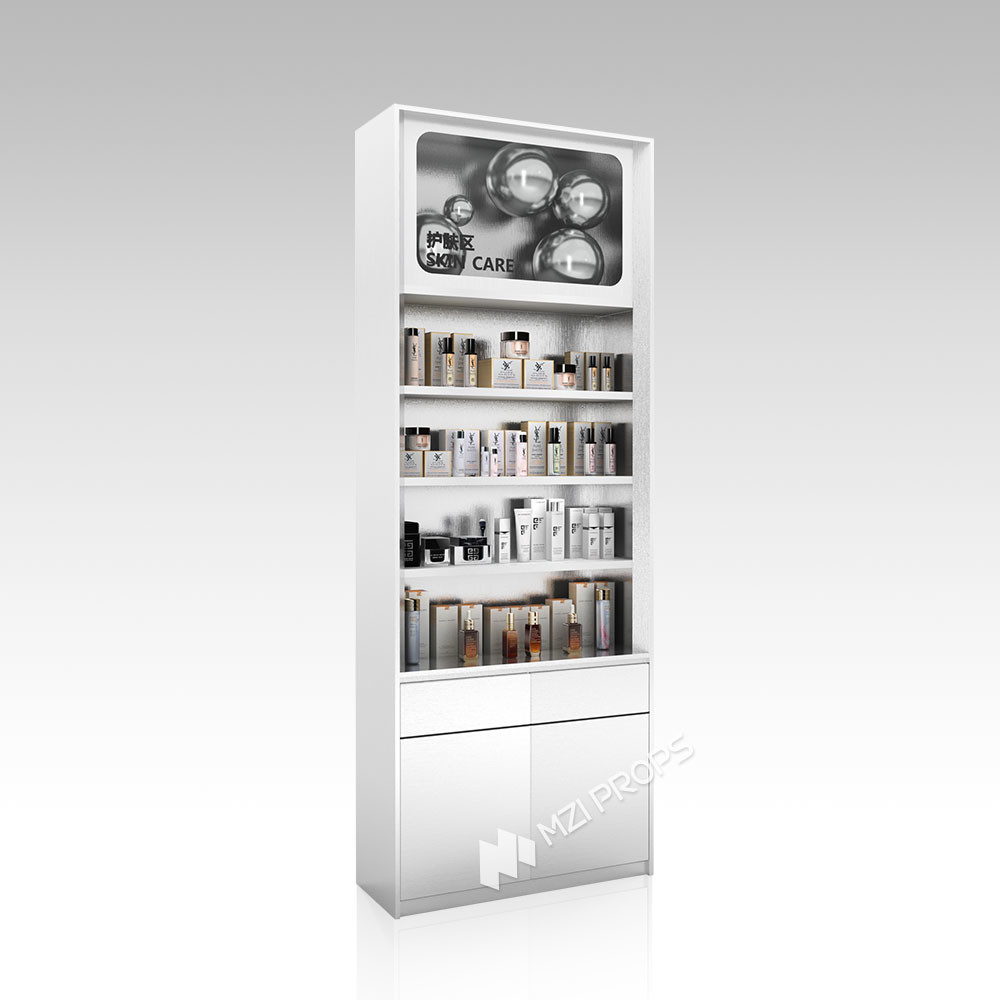 YZoS-U1 60mm Soft Film Light Box Skincare Display Cabinet With Silver Brushed Edges
